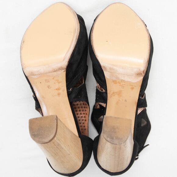 Belle Sigerson Morrison Black Suede Open Toe Suede Sandals Size 8.5 - Picture 8 of 12